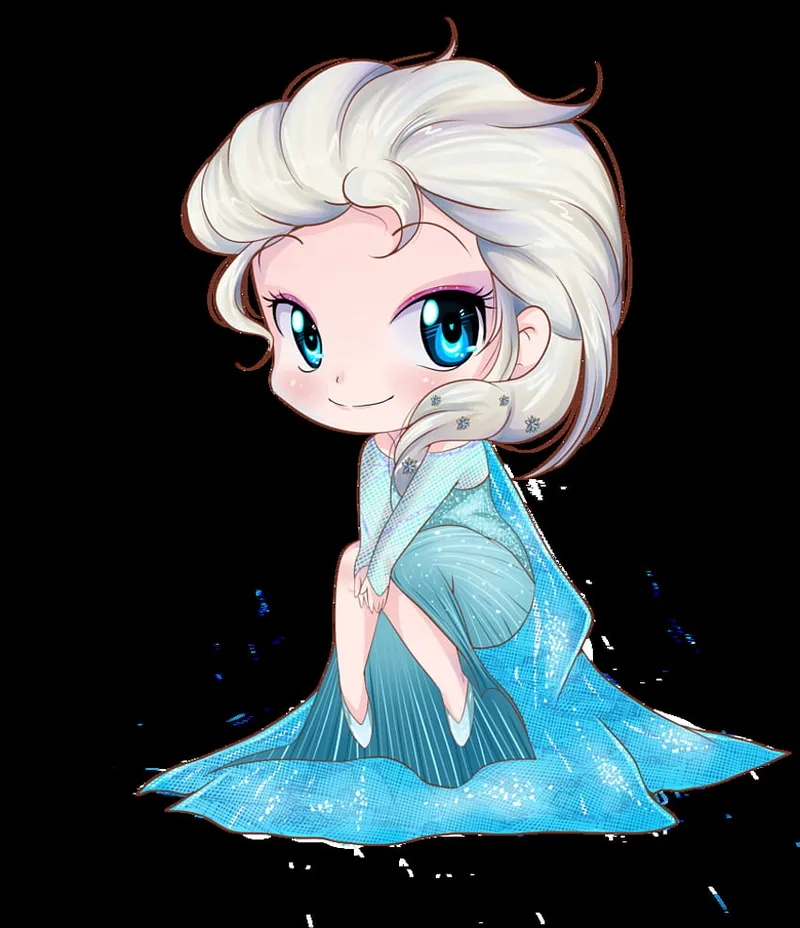 Công chúa elsa chibi trong bộ váy xanh lộng lẫy