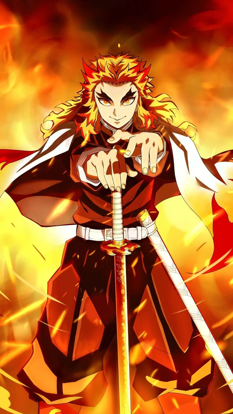Tạo hình nền ấn tượng rengoku wallpaper