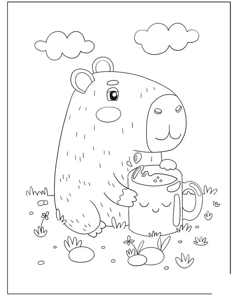 Khám phá bộ tranh tô màu capybara cute đáng yêu cho bé thỏa sức sáng tạo