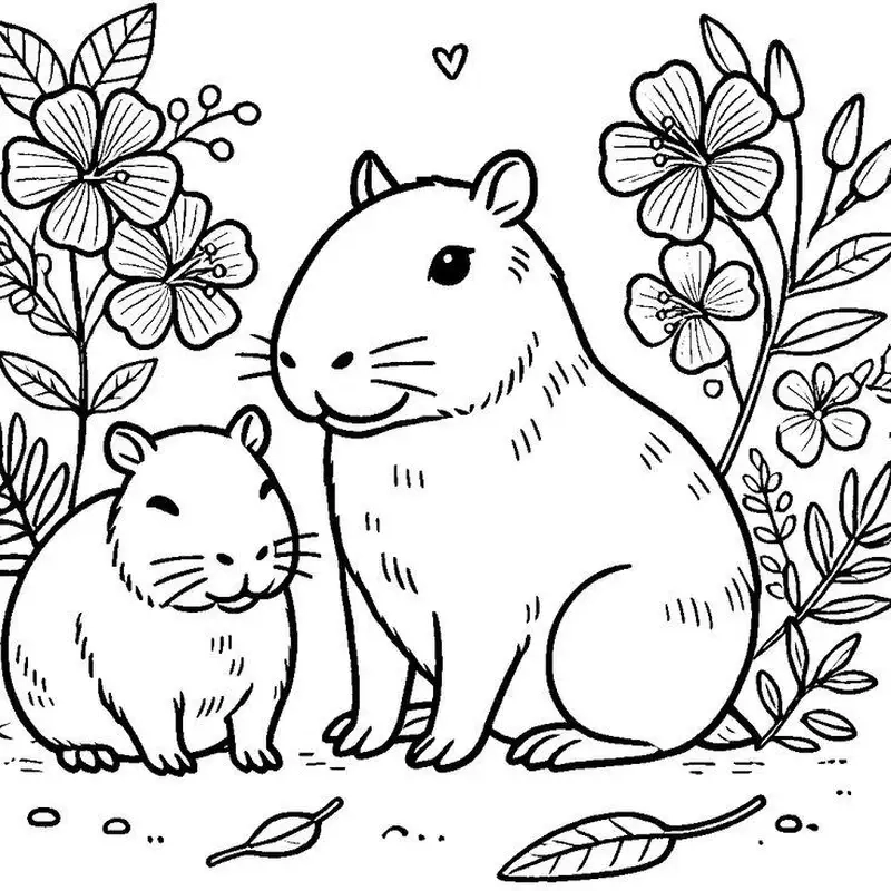 Bé tự tay sáng tạo với tranh tô màu capybara cute không màu dễ dàng