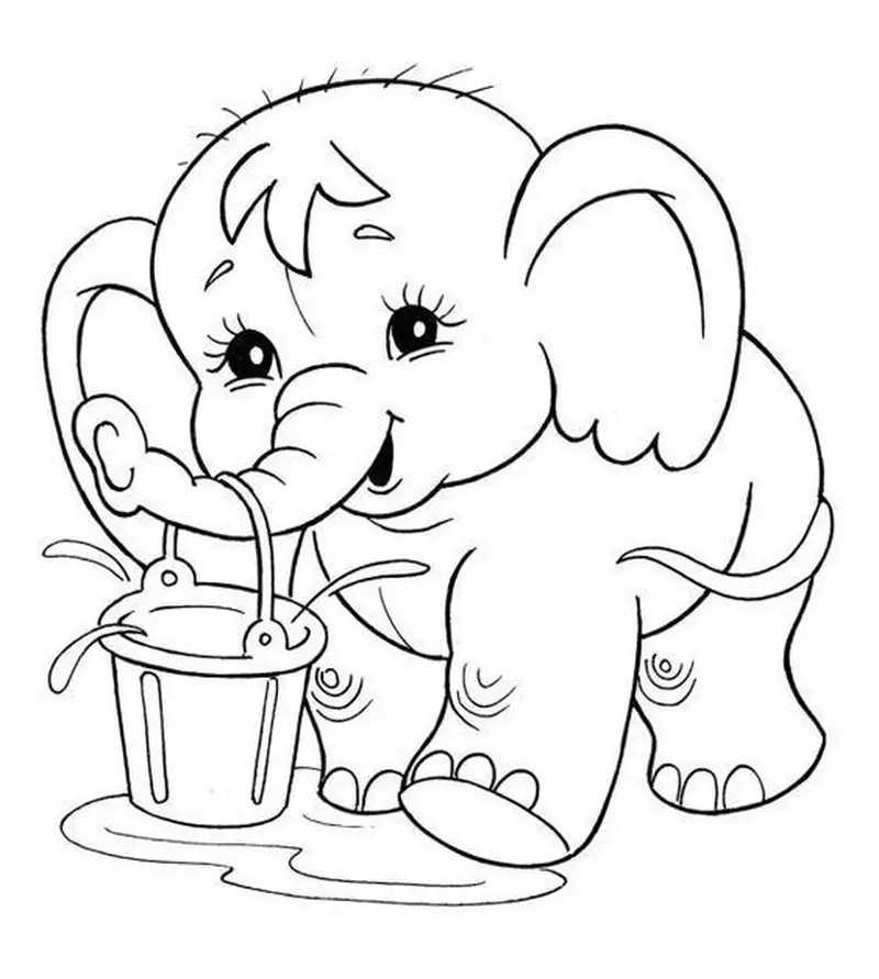 Tranh tô màu con voi dễ thương kích thích trí tưởng tượng bé