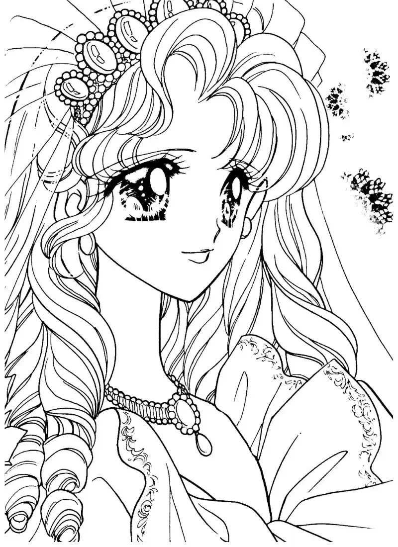 Tận hưởng tranh tô màu công chúa anime cute đáng yêu