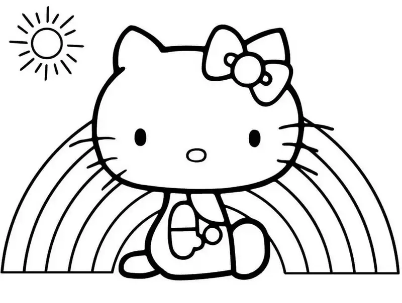 In tranh tô màu hello kitty đẹp cho bé tập tô