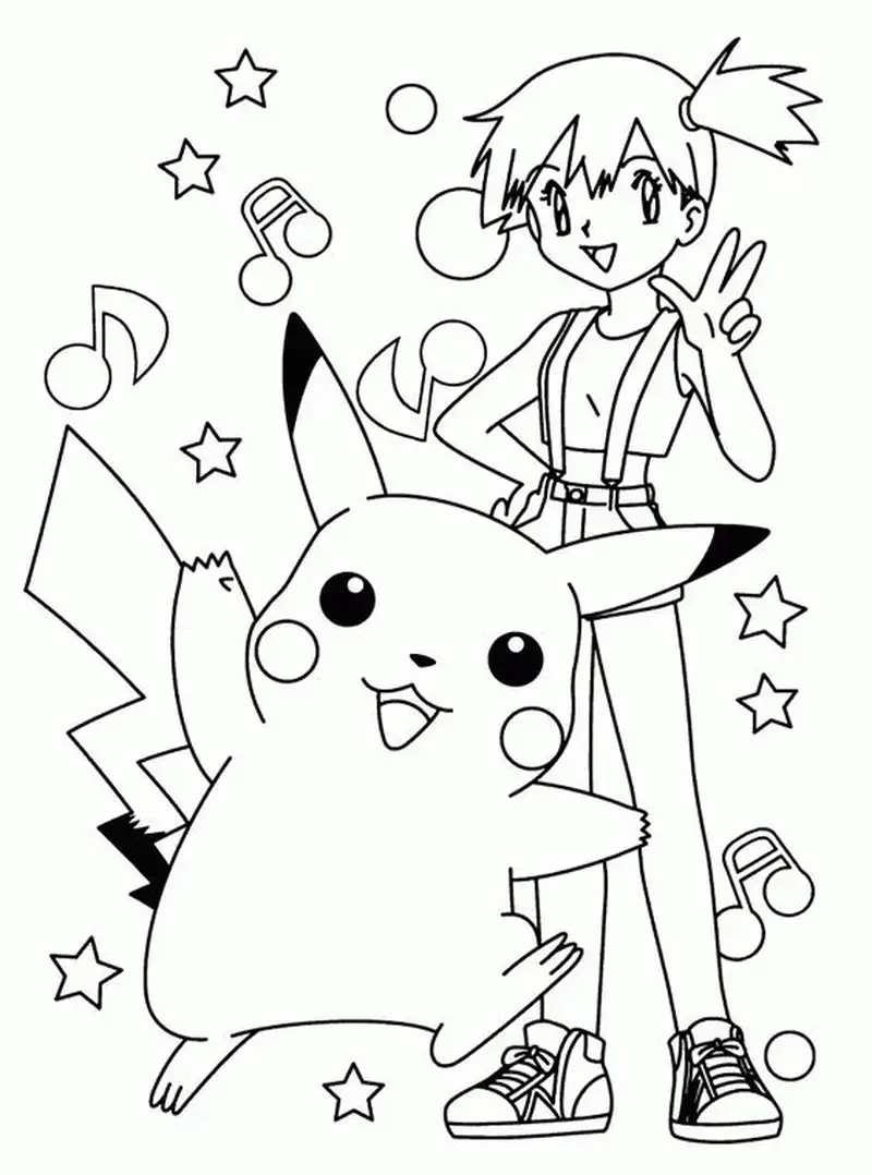 Hình pikachu tô màu đơn giản cho bé tập tô màu