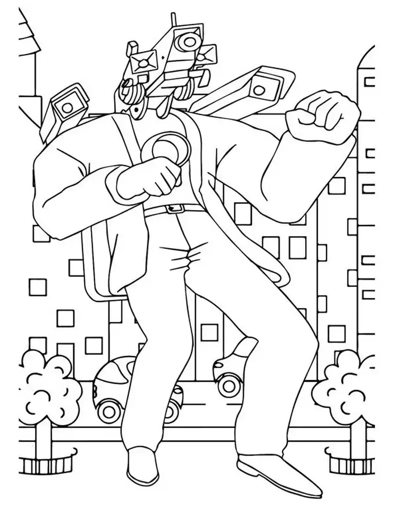 Khám phá coloring pages tranh tô màu titan cameraman v2 sáng tạo