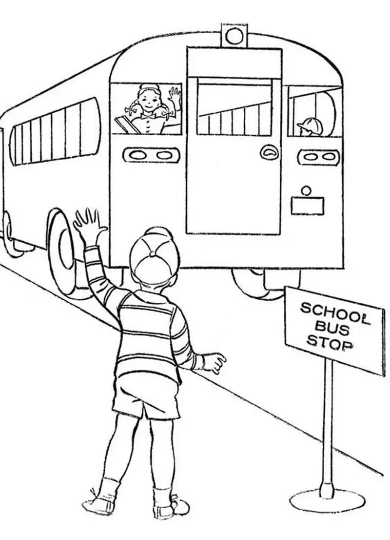 Tranh tô màu xe buýt học sinh thú vị cho lớp