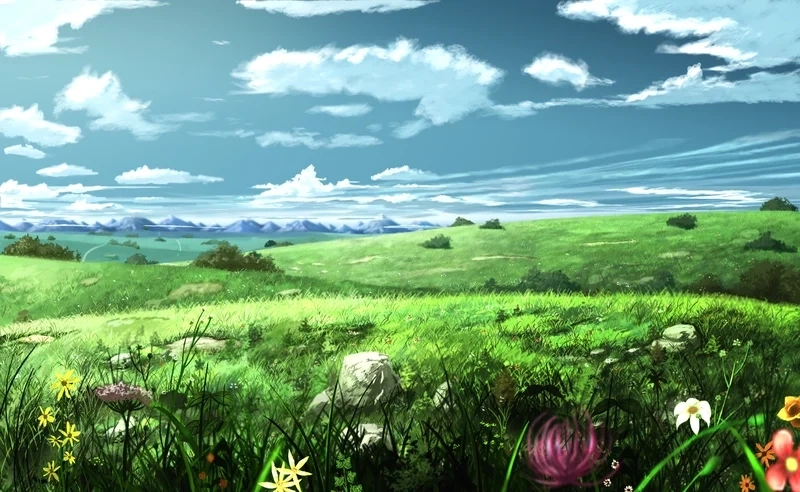 Ảnh phong cảnh đẹp anime kết hợp nét vẽ tinh tế