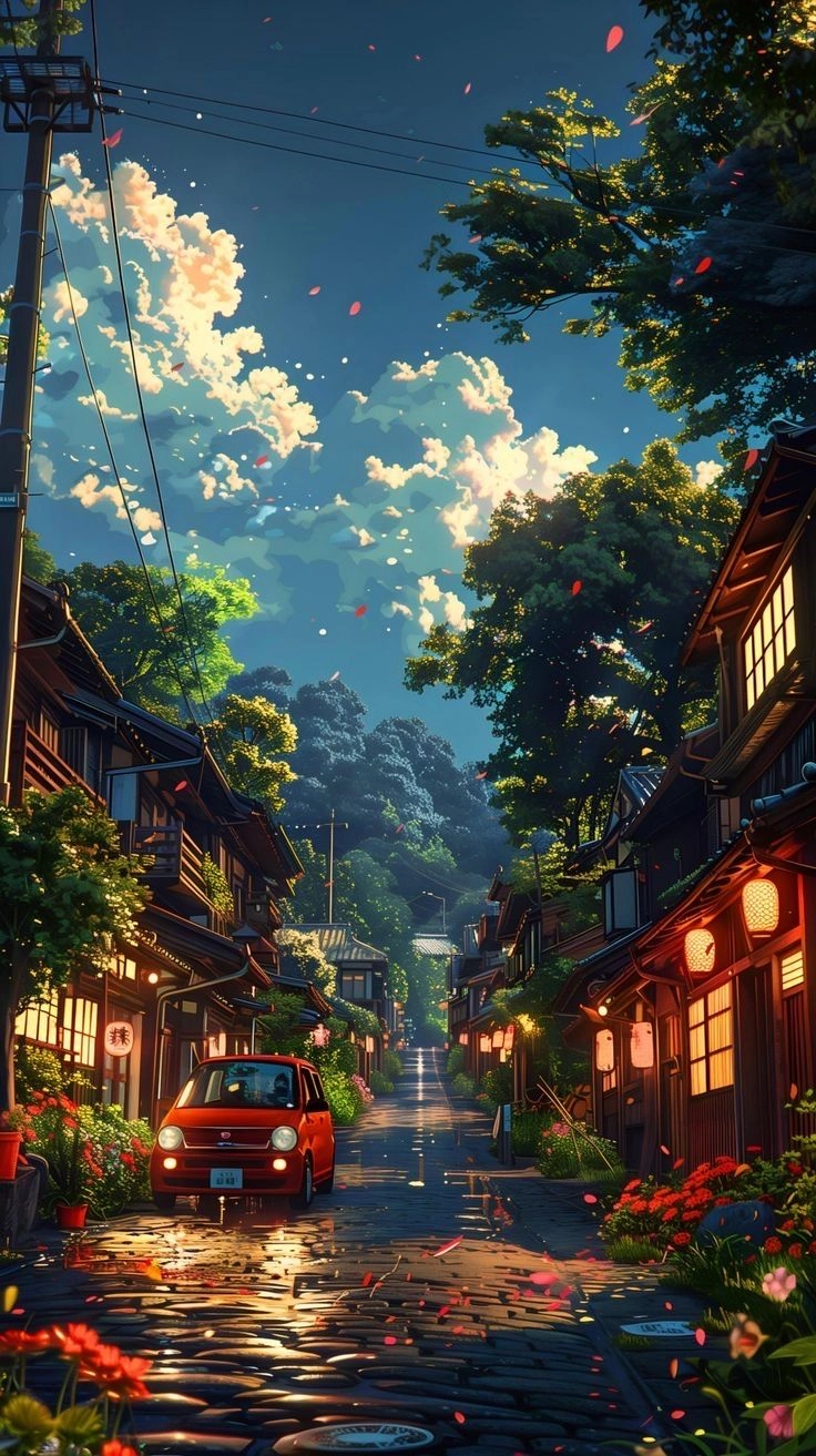 Thưởng thức ảnh phong cảnh anime hoa anh đào lãng mạn và nhẹ nhàng