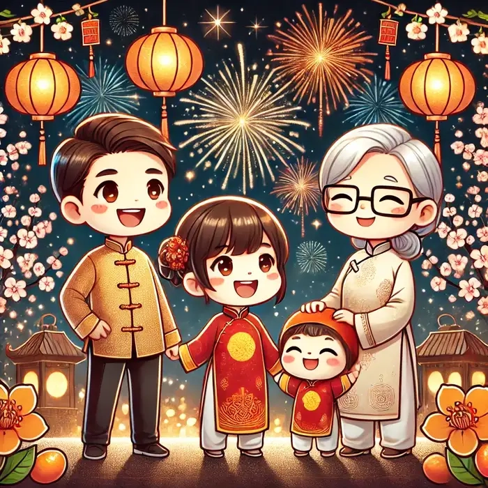 Tạo phong cách mới lạ bằng ảnh chibi tết cực xinh đón mùa xuân