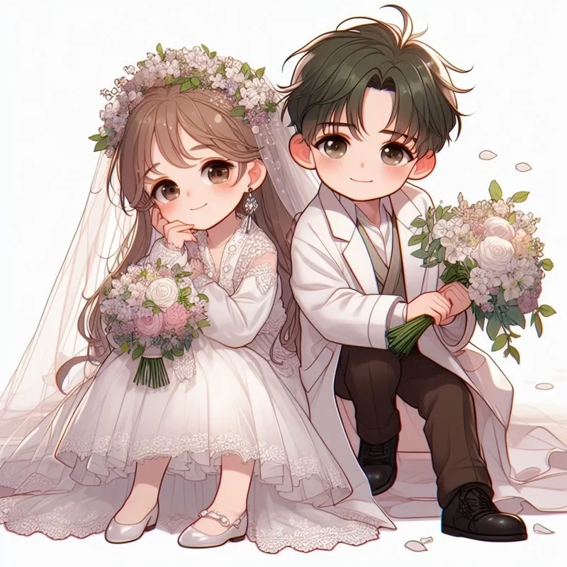Bộ sưu tập ảnh cô dâu chú rể chibi cực dễ thương cho couple