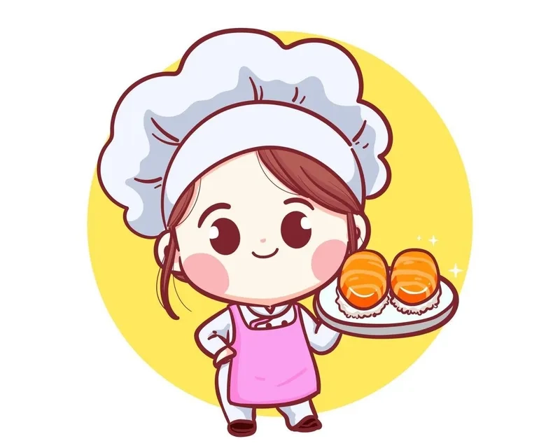 Tỏa sáng ý tưởng thương hiệu với chibi logo đầu bếp nữ độc đáo