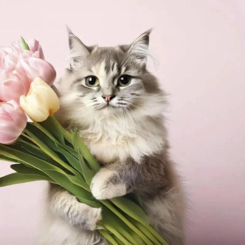 Cười sảng với meme mèo tặng hoa meme vui