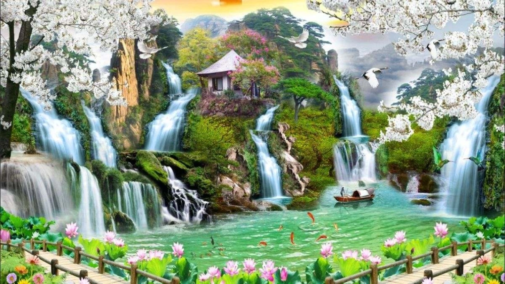 Thư giãn cùng tranh phong cảnh làng quê đẹp mắt