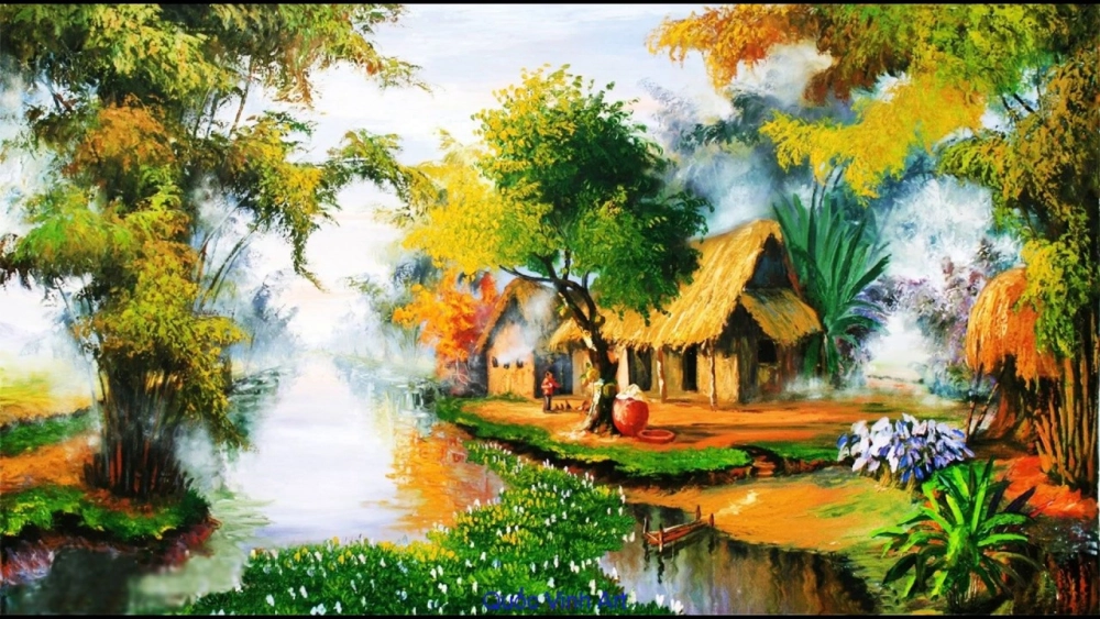 Thực hành vẽ tranh phong cảnh quê em nhẹ nhàng