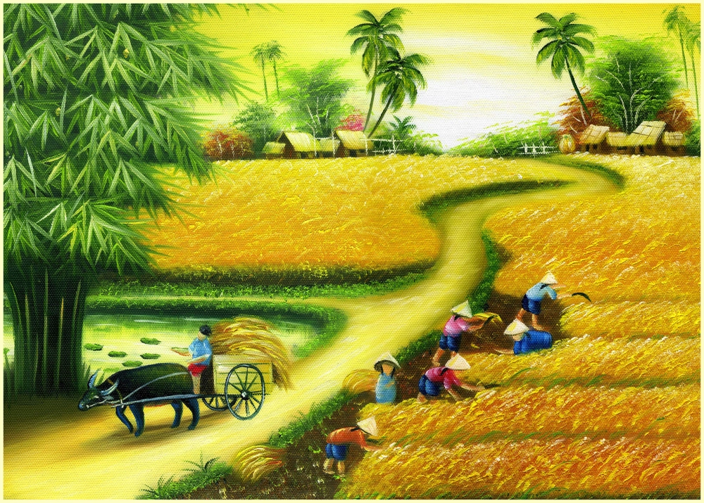 Ngắm tranh vẽ về quê hương đầy ký ức tuổi thơ