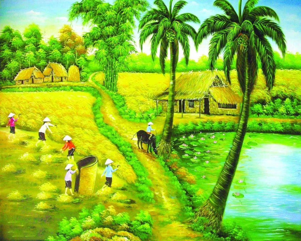 Tận hưởng tranh về quê hương đẹp tinh tế và ấm áp