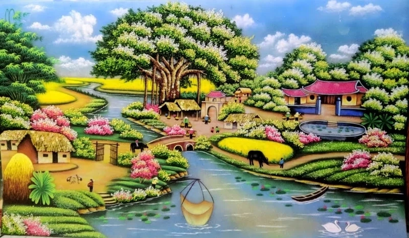 Chiêm ngưỡng tranh vẽ cảnh làng quê đẹp đậm chất Việt