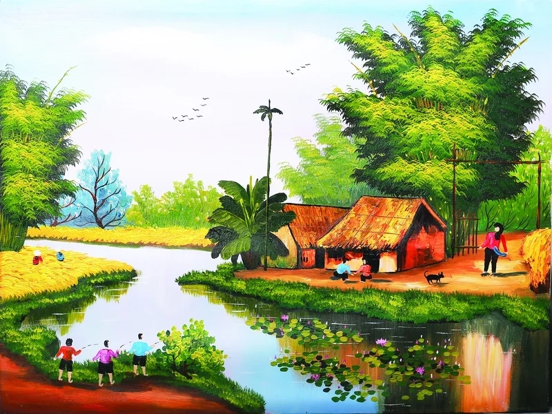 Học ngay cách vẽ tranh phong cảnh làng quê đơn giản