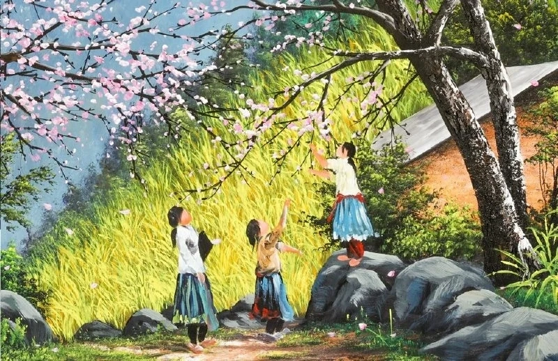 Gợi nhớ miền xưa với tranh phong cảnh quê hương đẹp yên ả và thanh bình