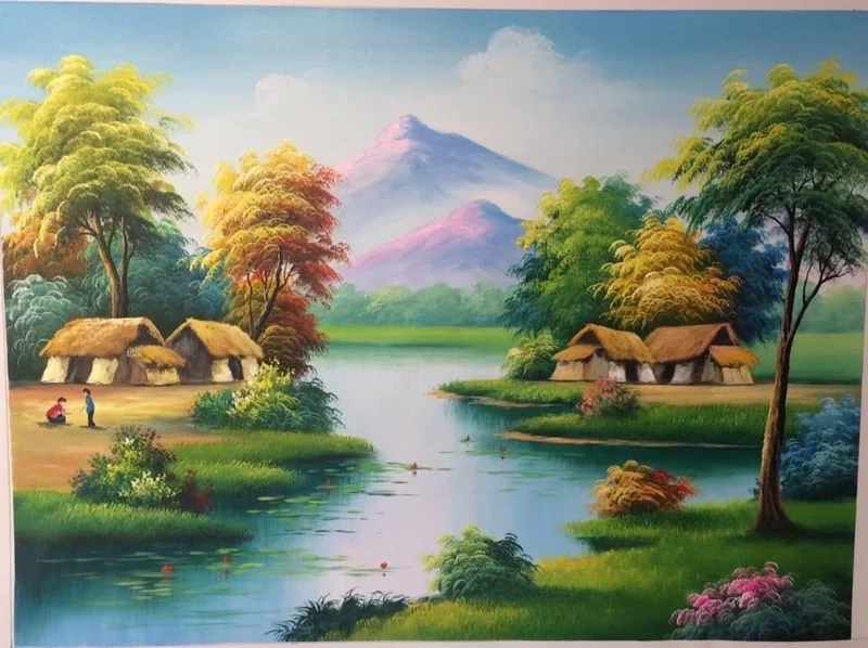 Ngắm tranh vẽ cảnh đẹp quê hương tinh tế và độc đáo