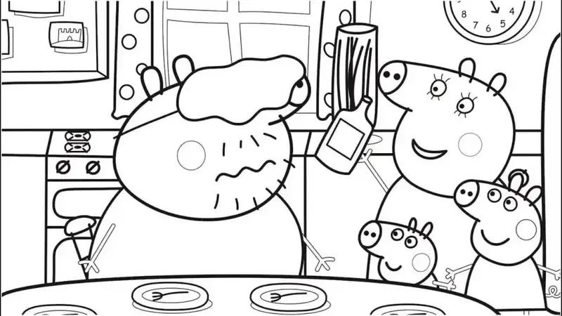Cùng vui chơi với tranh tô màu gia đình Peppa đáng yêu