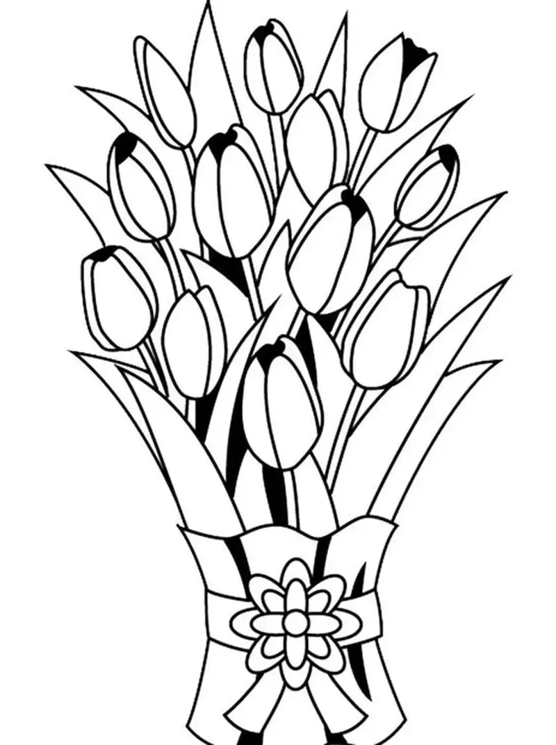 Tranh tô màu hoa tulip cho bé vui học cùng sắc màu tươi sáng