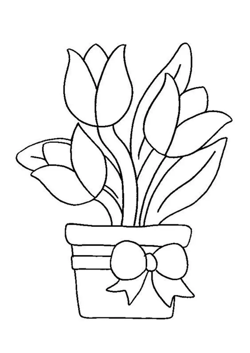 Tranh tô màu hoa tulip đơn giản dễ tô cho trẻ phát triển kỹ năng