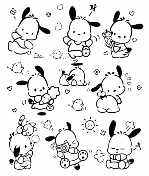 Khám phá tranh tô màu pochacco dễ thương cho bé