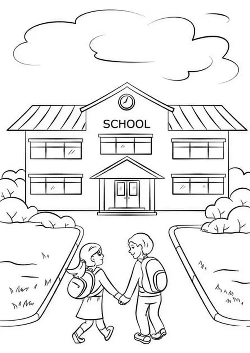 Bé học vui với tranh trường mầm non cho trẻ tô màu sinh động