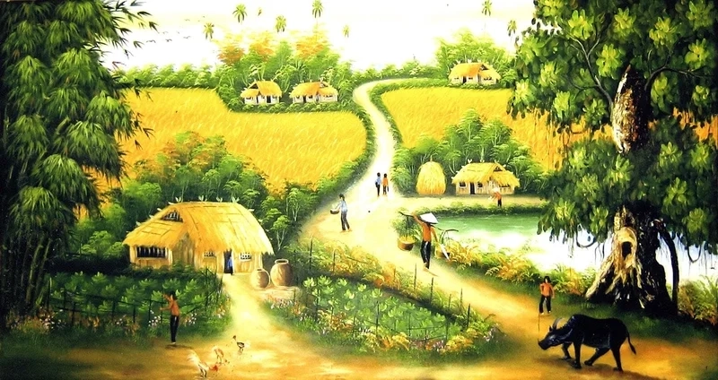 Tạo nét riêng với vẽ tranh phong cảnh quê em