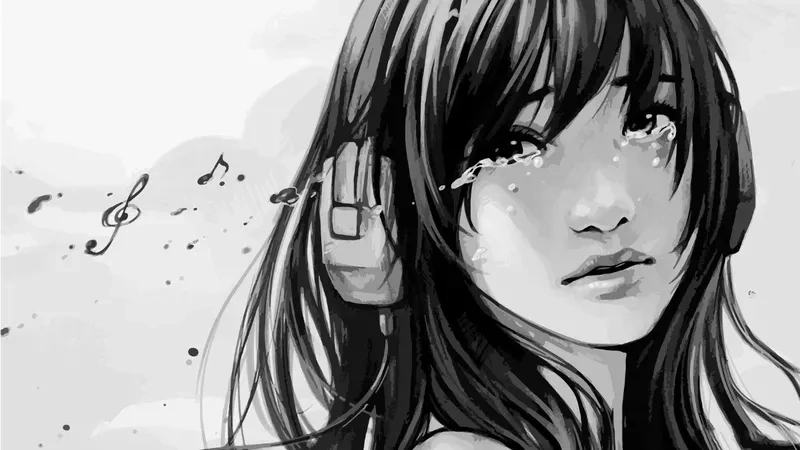 Ảnh buồn của nữ cô đơn trong mưa