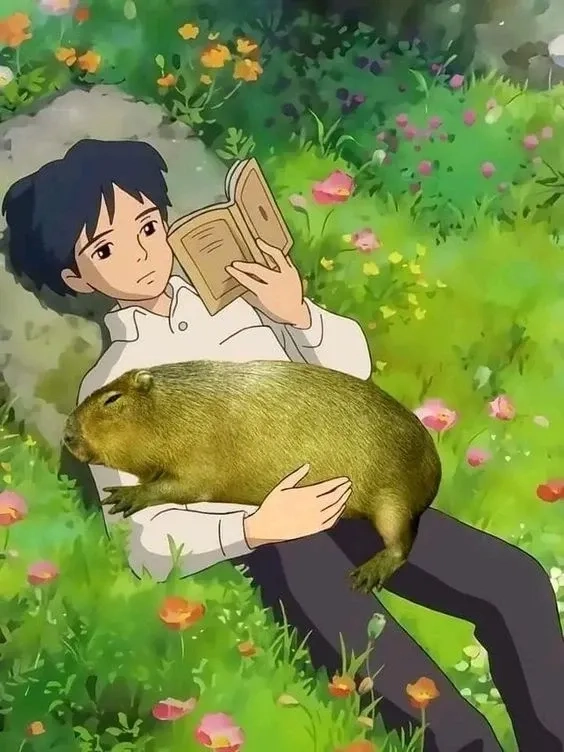 Meme capybara màu hồng cute ngố tàu đáng yêu