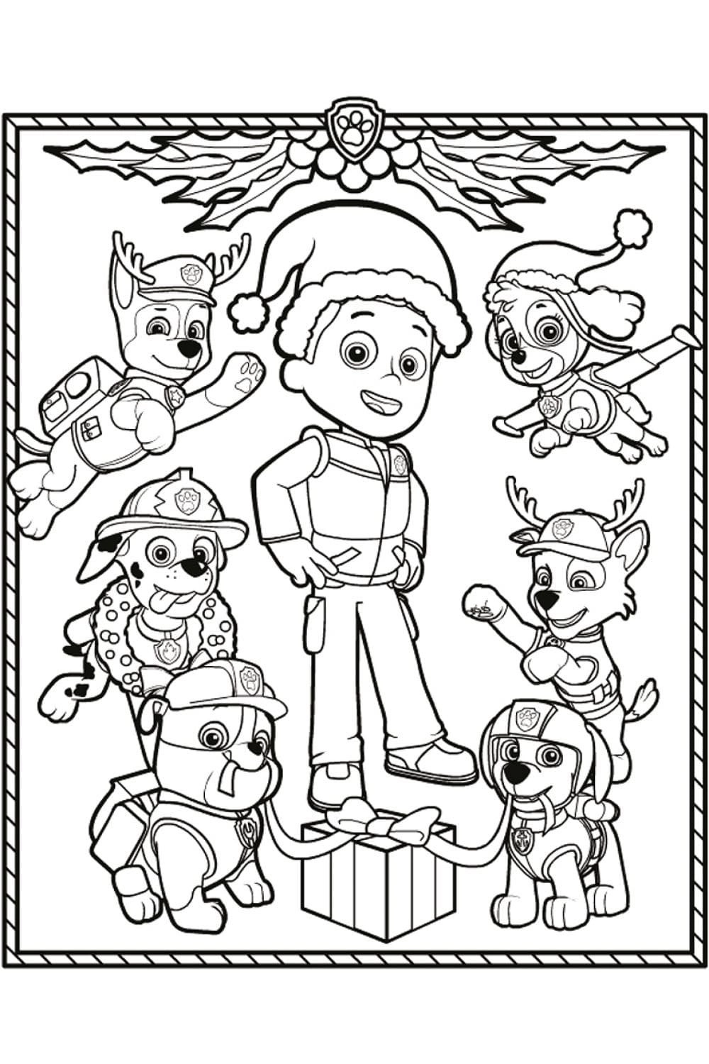 Tranh tô màu con chó cứu hộ hoạt hình cute