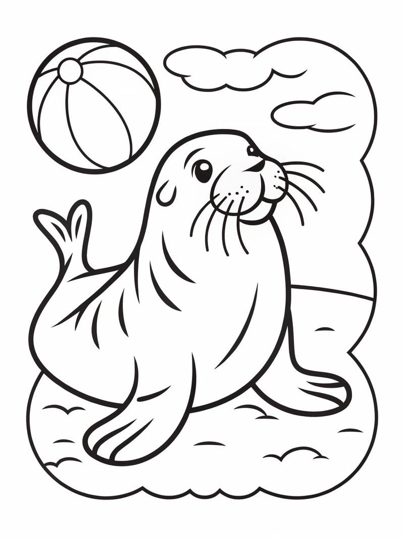 Tranh tô màu động vật biển vui nhộn cho bé