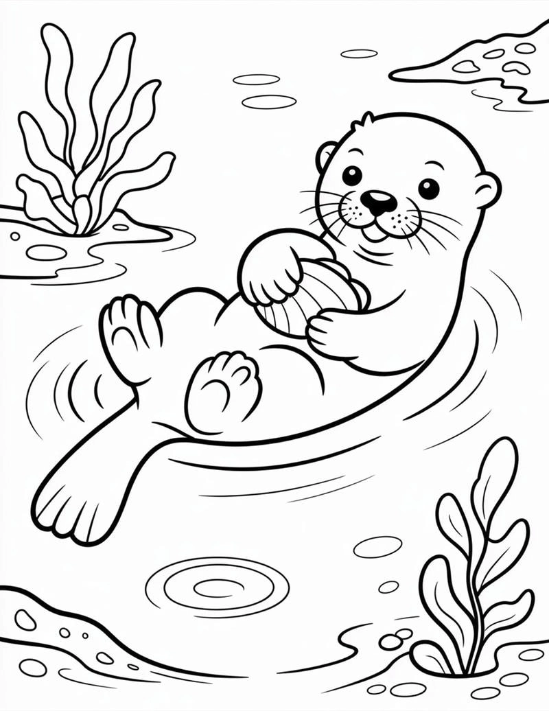 Tranh tô màu sư tử biển dễ thương đáng yêu