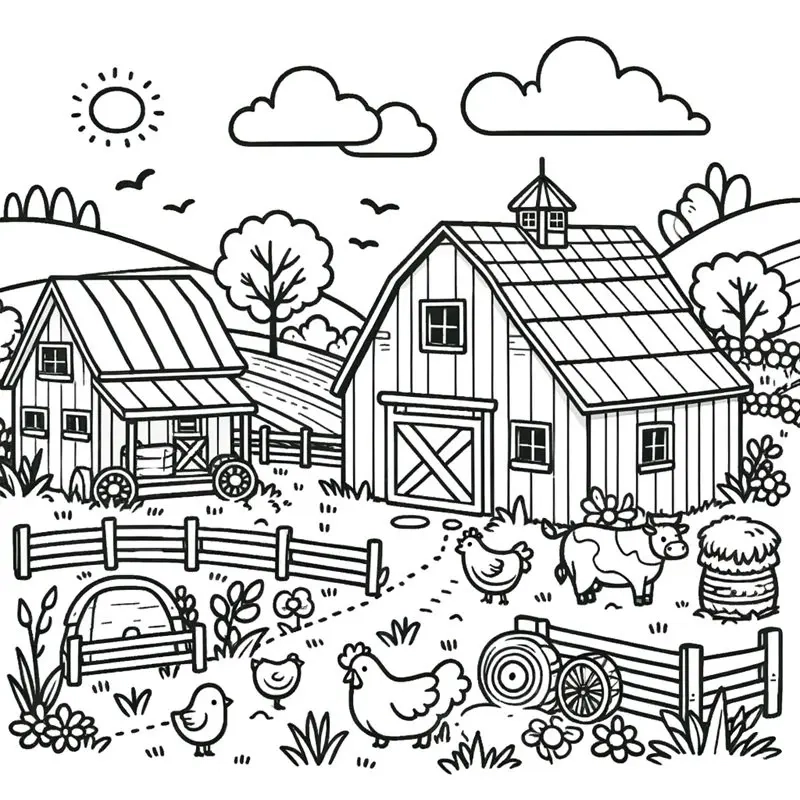 Tranh tô màu phong cảnh quê hương gần gũi ấm áp