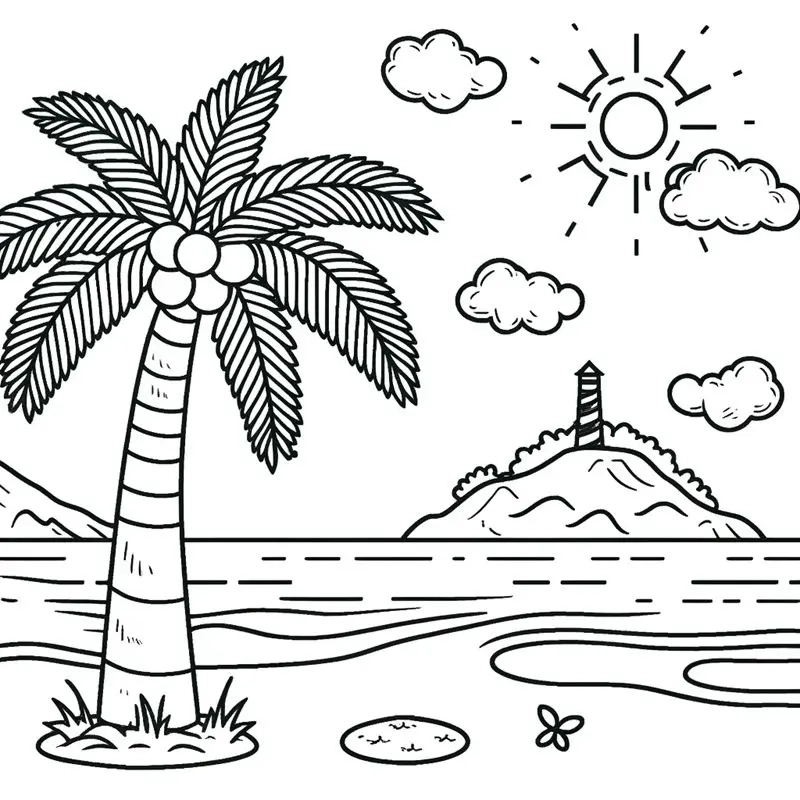 Tranh tô màu phong cảnh biển sóng vỗ mát mẻ