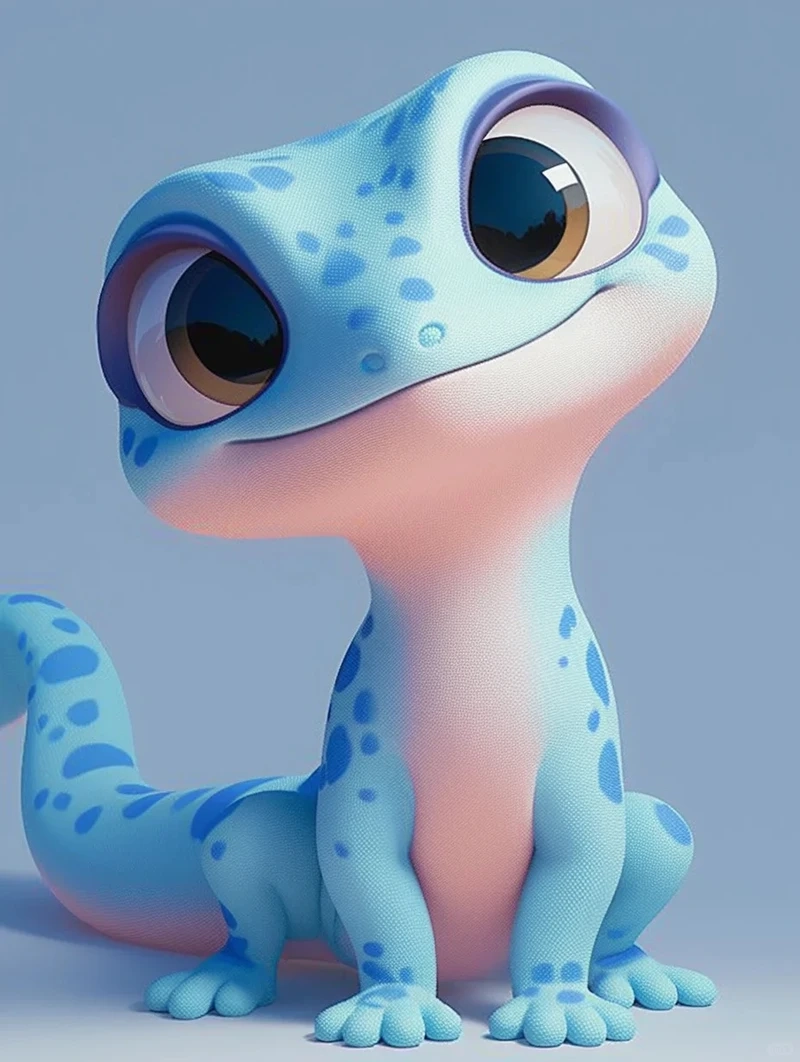 Bộ chibi tắc kè cho bé đơn giản và đáng yêu