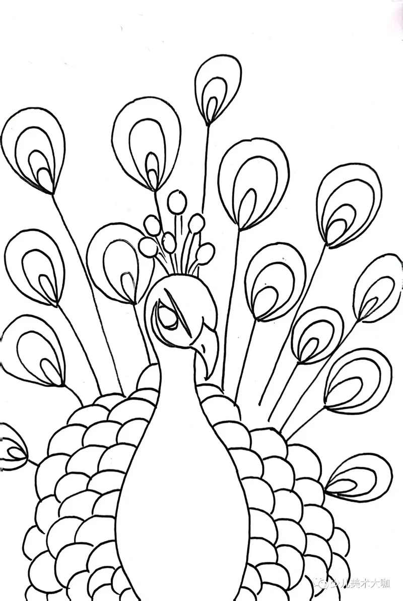 Bộ tranh tô màu con công cute siêu dễ thương cho bé