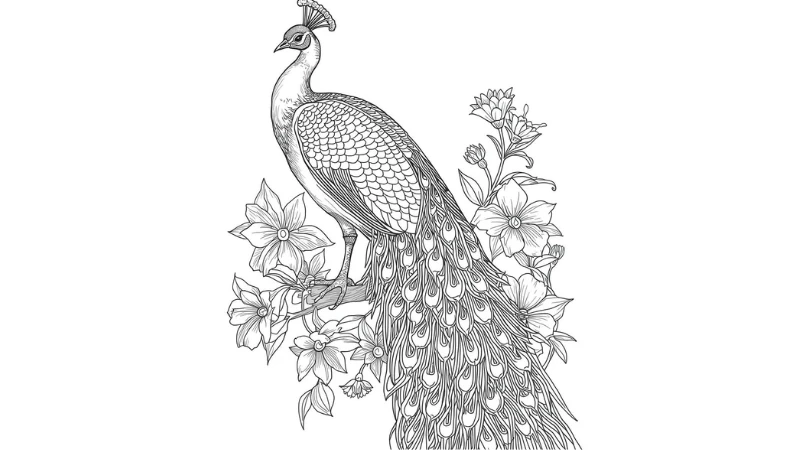 Tải ngay hình tô màu con công cho bé tập tô tại nhà