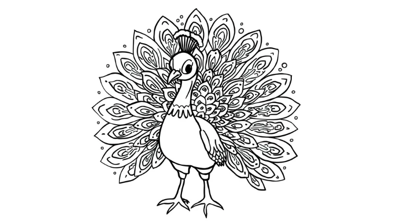 Bộ hình tô màu chim công cho bé cực xinh và dễ tô