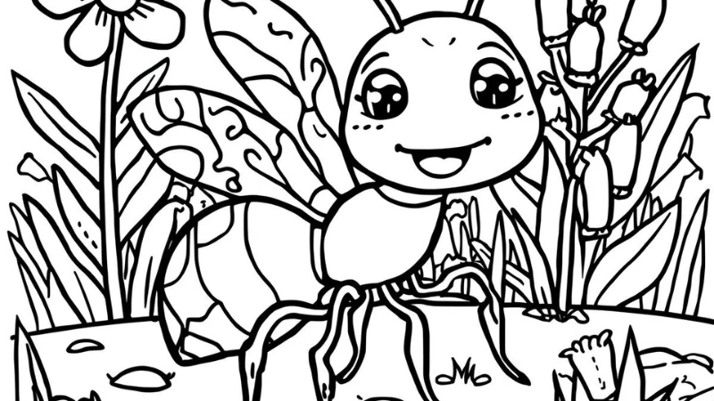 Những mẫu tranh tô màu kiến dễ tô phù hợp cho bé