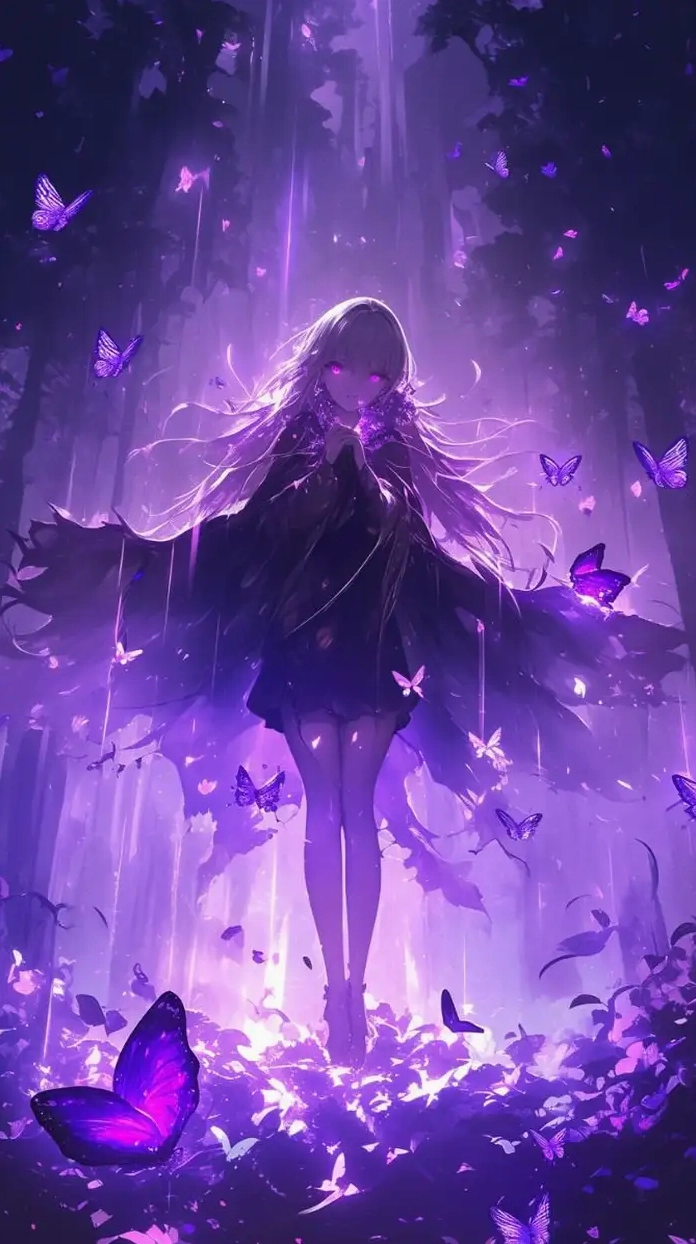 ảnh anime màu tím 1 cô gái