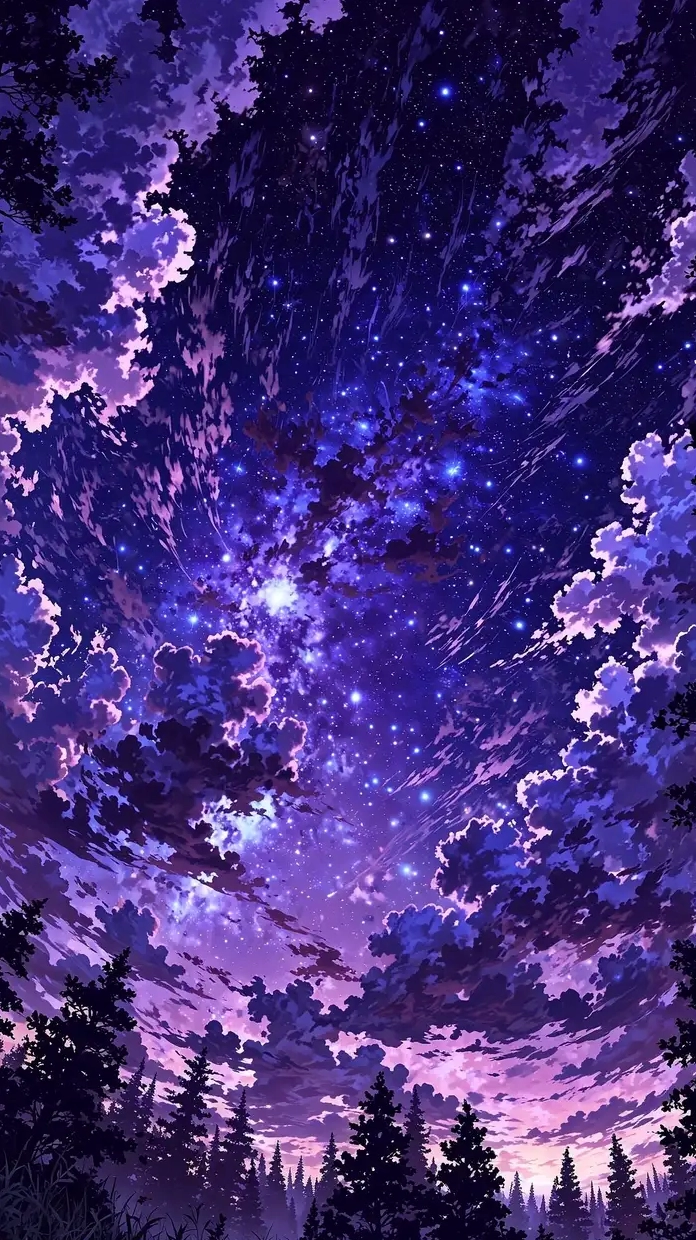 ảnh anime màu tím bầu trời