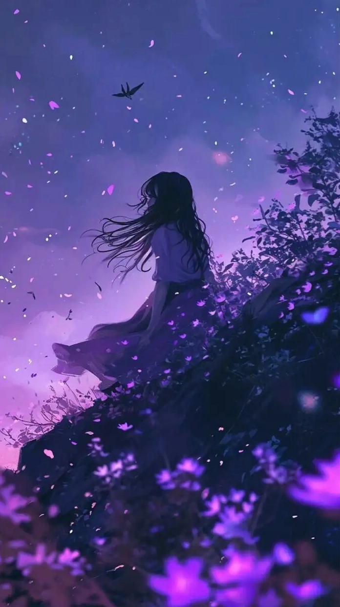 ảnh anime màu tím buồn