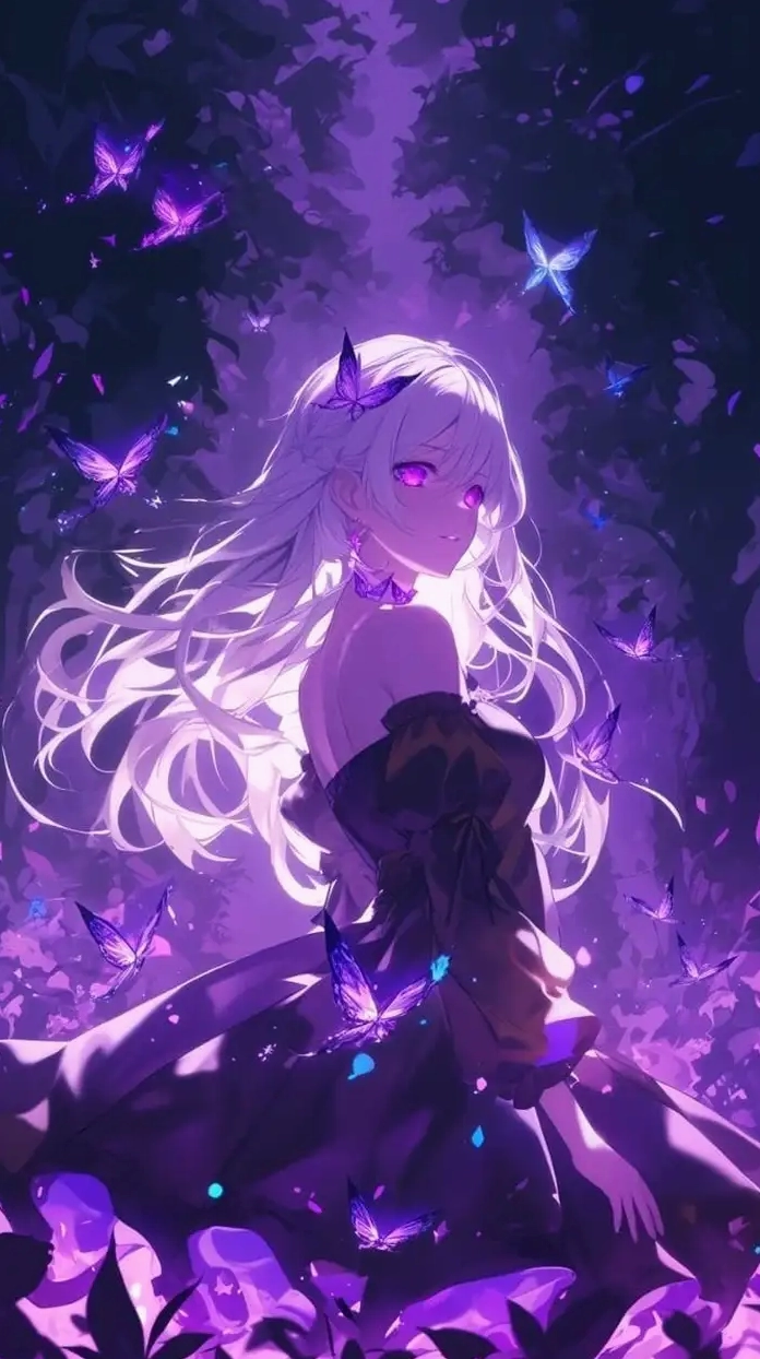 ảnh anime màu tím chất