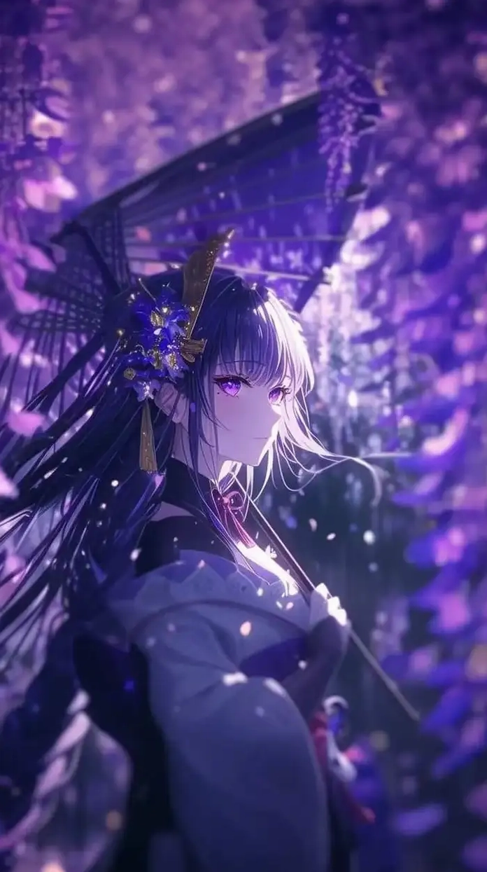 ảnh anime màu tím cực đáng yêu