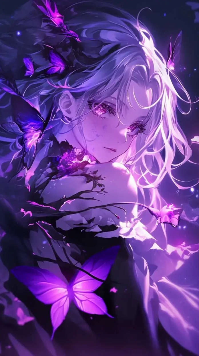 ảnh anime màu tím cực dễ thương