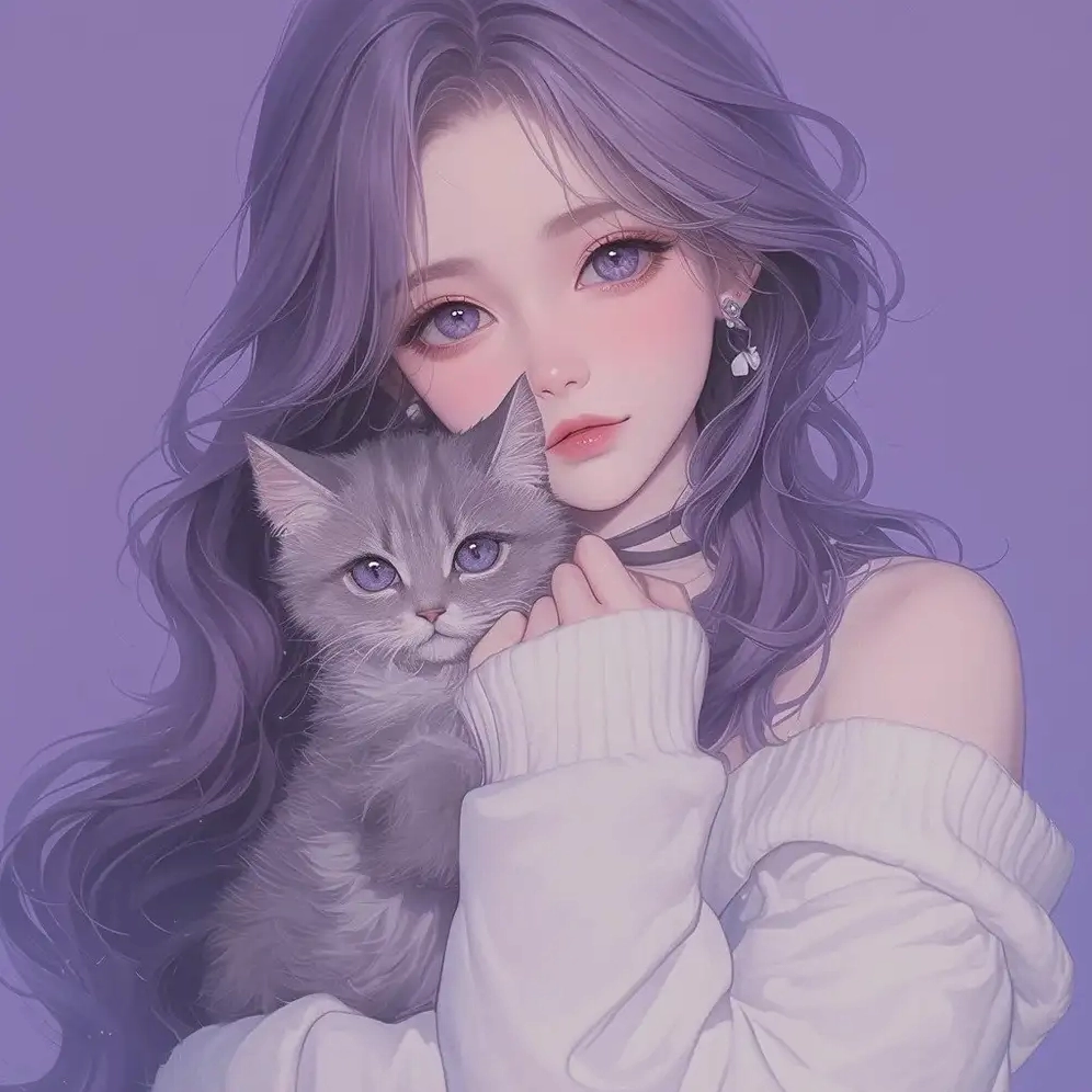 ảnh anime màu tím cute