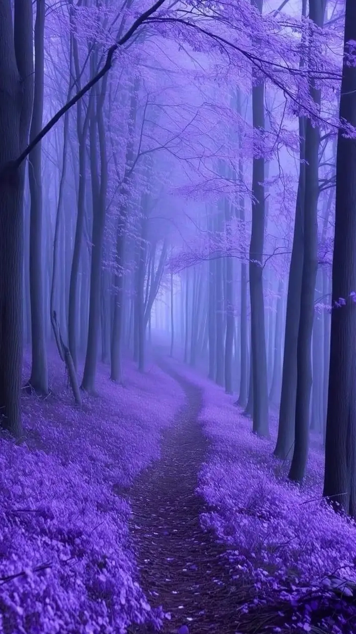 ảnh anime màu tím đường rừng